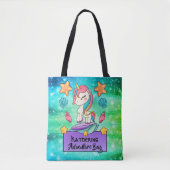 Cute Unicorn met Blue Ocean Theme Tote Bag (Voorkant)