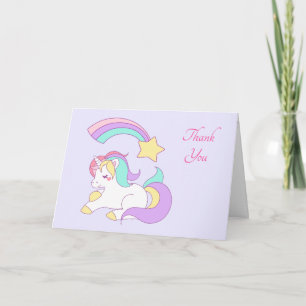 Cute Unicorn met Colorful Shooting Star Dank u Bedankkaart