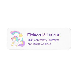 Cute Unicorn met Colorful Shooting Star Etiket