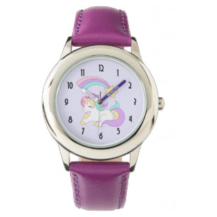 Cute Unicorn met Colorful Shooting Star Horloge