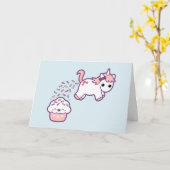 Cute Unicorn met Cupcake Kaart (Gele Bloem)