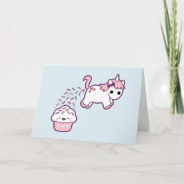 Cute Unicorn met Cupcake Kaart