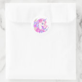 Cute Unicorn met Flowers Classic Round Sticker (Tas)