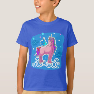 Cute Unicorn met illustratie van regenboogvleugels T-shirt