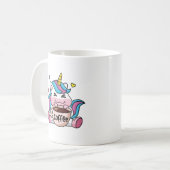 Cute Unicorn met koffie Koffiemok (Voorkant links)