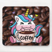 Cute Unicorn met koffie Muismat (Voorkant)