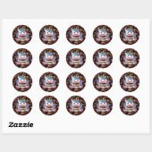 Cute Unicorn met koffie Ronde Sticker (Vel)