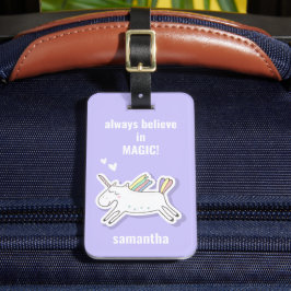 Cute Unicorn met Name Kinder Bagagelabel