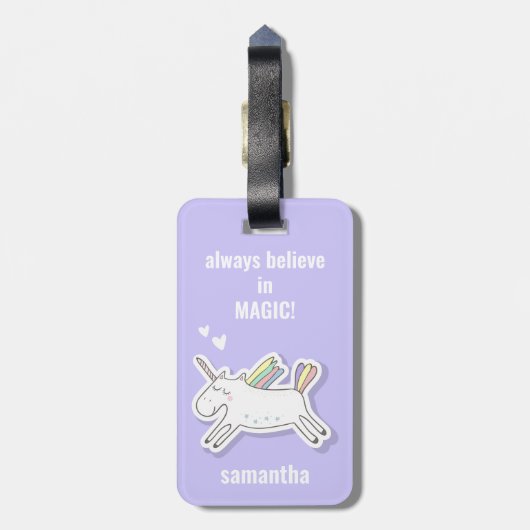 Cute Unicorn met Name Kinder Bagagelabel (Achterkant verticaal)