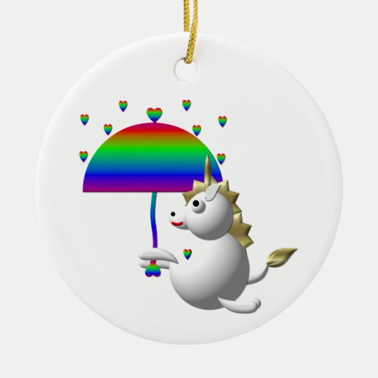 Cute unicorn met paraplu keramisch ornament (Voorkant)