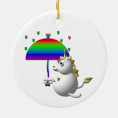 Cute unicorn met paraplu keramisch ornament (Achterkant)