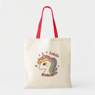 Cute Unicorn met Rainbow Mane Doodle Girls Name K Tote Bag