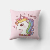 Cute Unicorn met Rainbow Mane Doodle Girls Room Kussen (Achterkant)