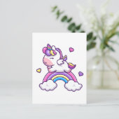 Cute Unicorn met regenboogCartoon Briefkaart (Staand voorkant)