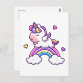 Cute Unicorn met regenboogCartoon Briefkaart (Voorkant / Achterkant)