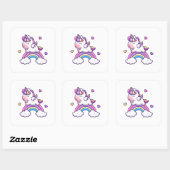 Cute Unicorn met regenboogCartoon Vierkante Sticker (Vel)