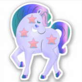 Cute Unicorn met sterren Sticker (Voorkant)