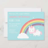 Cute Unicorn Mini Wings Rainbow Birthday Party Kaart (Voorkant)