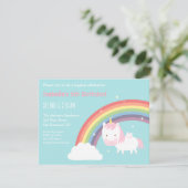 Cute Unicorn Mini Wings Rainbow Birthday Party Kaart (Staand voorkant)