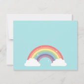 Cute Unicorn Mini Wings Rainbow Birthday Party Kaart (Achterkant)