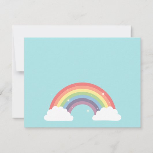 Cute Unicorn Mini Wings Rainbow Birthday Party Kaart (Achterkant)