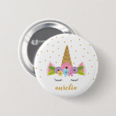 Cute Unicorn Name Button | Aangepaste kleur (Voorkant /achterkant)