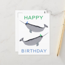 Cute Unicorn Narwhal Whale Happy Birthday