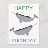 Cute Unicorn Narwhal Whale Happy Birthday Briefkaart (Voorkant)