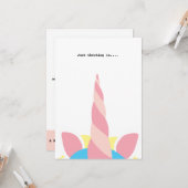 Cute Unicorn  Note Wenskaart Kaart (Voorkant / Achterkant in situ)