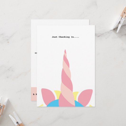 Cute Unicorn  Note Wenskaart Kaart (Voorkant / Achterkant in situ)