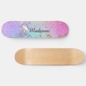Cute Unicorn Ombre Rainbow Glitter Sparkle Persoonlijk Skateboard (Horizontaal)