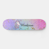 Cute Unicorn Ombre Rainbow Glitter Sparkle Persoonlijk Skateboard (Horizontaal)