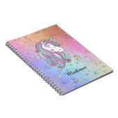 Cute Unicorn Ombre Rainbow Glitter Sparkle Spiral Notitieboek (Rechterzijde)