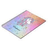 Cute Unicorn Ombre Rainbow Glitter Sparkle Spiral Notitieboek (Linkerzijde)
