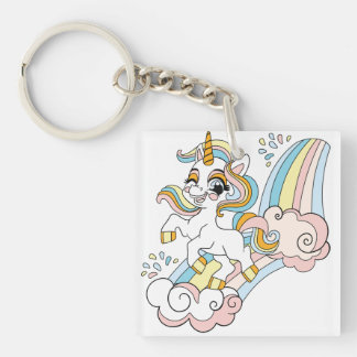 Cute unicorn on a rainbow sleutelhanger