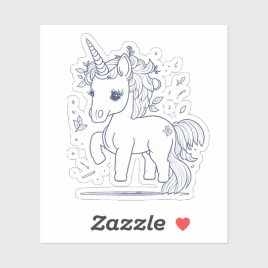 Cute unicorn-ontwerp sticker (Vel)