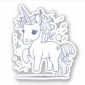 Cute unicorn-ontwerp sticker (Voorkant)