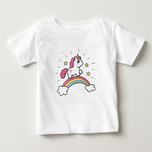 Cute Unicorn op een regenboogontwerp (Voorkant)