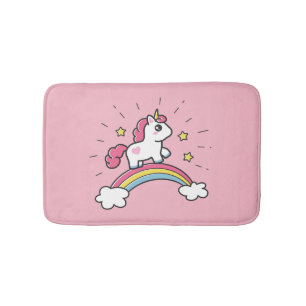 Cute Unicorn op een regenboogontwerp Badmat