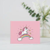 Cute Unicorn op een regenboogontwerp Briefkaart (Staand voorkant)