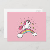 Cute Unicorn op een regenboogontwerp Briefkaart (Voorkant / Achterkant)