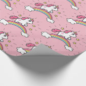 Cute Unicorn op een regenboogontwerp Cadeaupapier (Hoek)