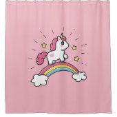 Cute Unicorn op een regenboogontwerp Douchegordijn (Voorkant)