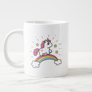 Cute Unicorn op een regenboogontwerp Grote Koffiekop