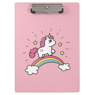 Cute Unicorn op een regenboogontwerp Klembord