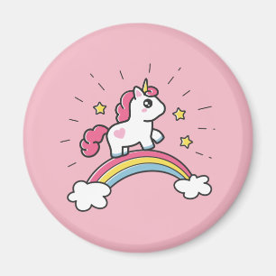 Cute Unicorn op een regenboogontwerp Magneet