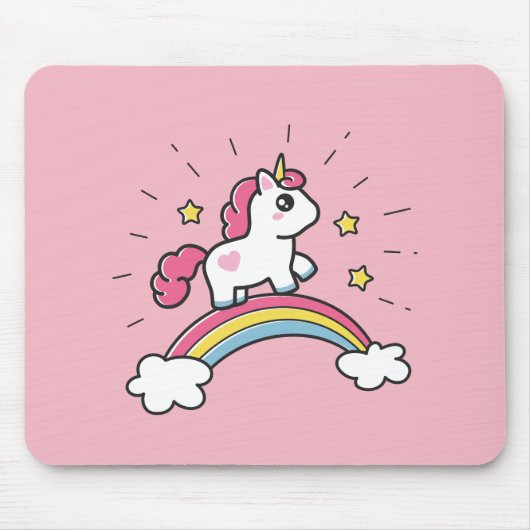 Cute Unicorn op een regenboogontwerp Muismat (Voorkant)