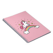 Cute Unicorn op een regenboogontwerp Notitieboek (Rechterzijde)