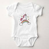 Cute Unicorn op een regenboogontwerp Romper (Voorkant)
