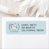 Cute Unicorn op Laurels. Birthday Etiket (Insitu)